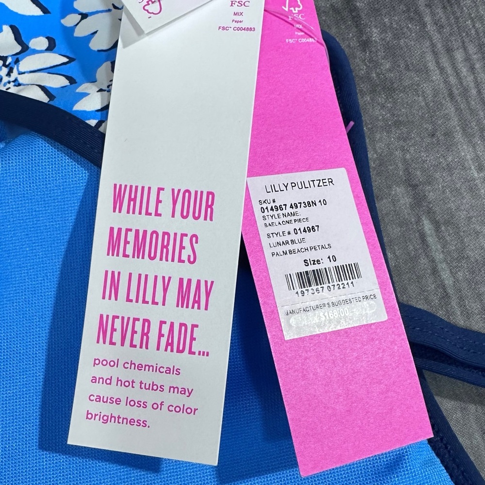 Lilly Pulitzer Baela Swimsuit in Lunar Blue Palm Beach Petals NWT [1457] - Picture 8 of 11